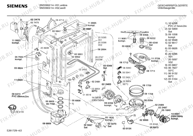Взрыв-схема посудомоечной машины Siemens SN55902 - Схема узла 02