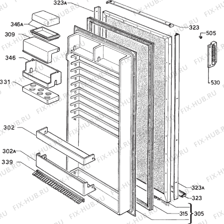 Взрыв-схема холодильника Zanussi Z3000PR - Схема узла Door 003