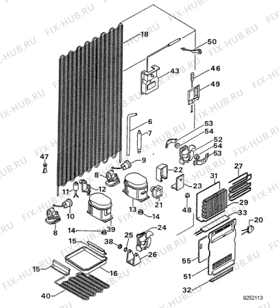 Взрыв-схема холодильника Zanussi ZI4454 - Схема узла Cooling system 017