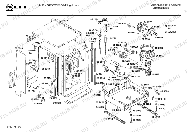 Взрыв-схема посудомоечной машины Neff S4730G0FF sk20 - Схема узла 02