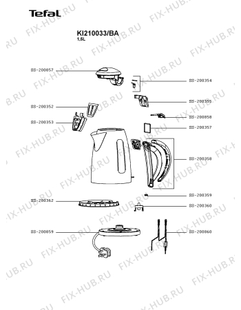 Схема №1 KI210036/BA с изображением Корпусная деталь для чайника (термопота) Tefal SS-200859