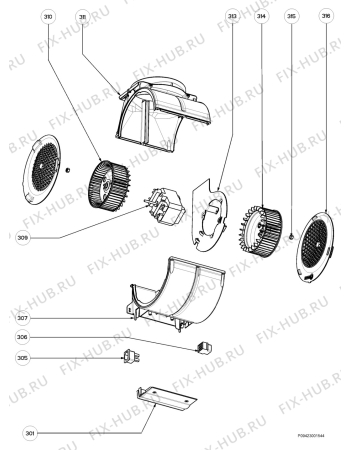 Взрыв-схема вытяжки Zanussi ZHC96X - Схема узла Section 3