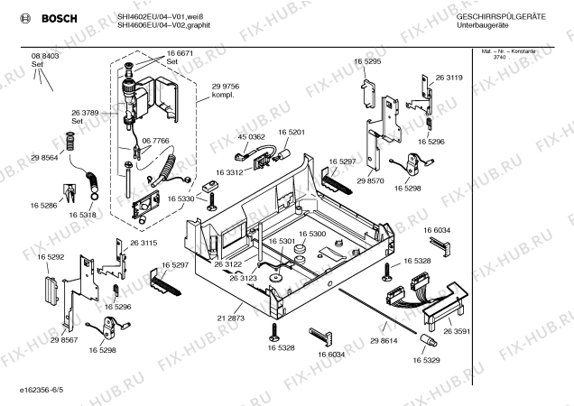 Взрыв-схема посудомоечной машины Bosch SHI4602EU Silence comfort - Схема узла 05