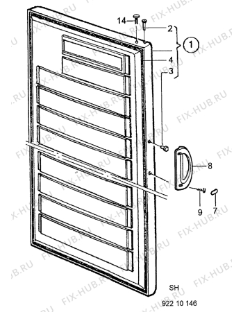 Взрыв-схема холодильника Electrolux EU2305C - Схема узла Door 003