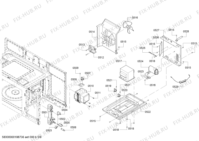 Схема №6 HMV5052C Bosch с изображением Затвор для микроволновки Bosch 12009439