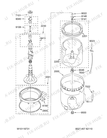 Схема №3 MTW5900TW0 с изображением Уплотнитель (прокладка) для стиралки Whirlpool 480110100482