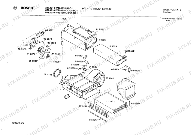 Взрыв-схема сушильной машины Bosch WTL4210SI WTL4210 - Схема узла 05