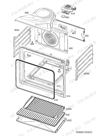 Взрыв-схема плиты (духовки) Aeg BPS551020W - Схема узла Oven