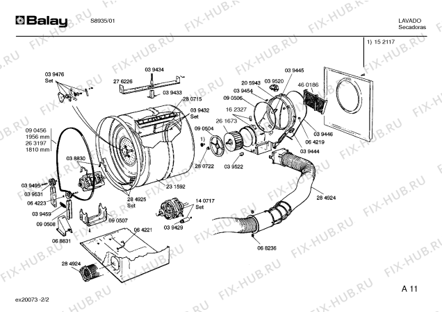 Схема №1 S8935 с изображением Панель для сушильной машины Bosch 00284929