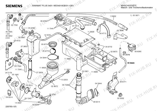 Взрыв-схема стиральной машины Siemens WD54010GB SIWAMAT PLUS 5401 - Схема узла 05