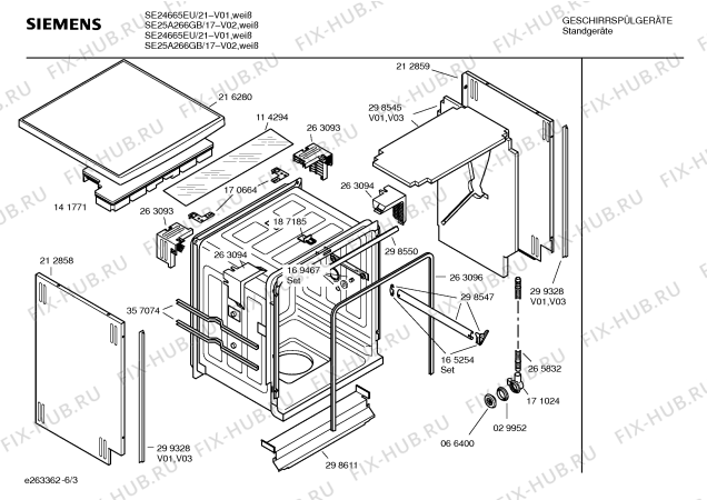 Взрыв-схема посудомоечной машины Siemens SE25A266GB Extraklasse - Схема узла 03