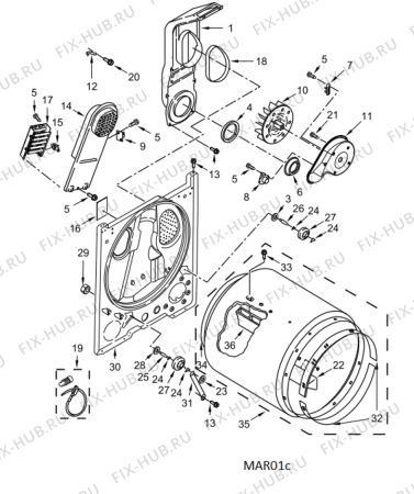 Взрыв-схема сушильной машины Whirlpool 4KWED4915FW - Схема узла