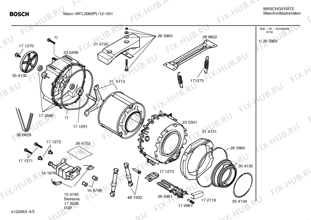 Схема №3 WFL2060PL WFL2060 с изображением Инструкция по установке и эксплуатации для стиральной машины Bosch 00523627