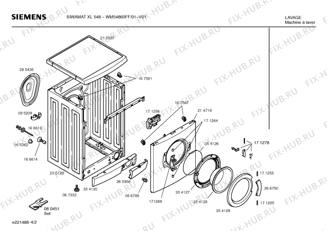 Схема №4 WM54860FF SIWAMAT XL548 с изображением Инструкция по установке и эксплуатации для стиралки Siemens 00523658