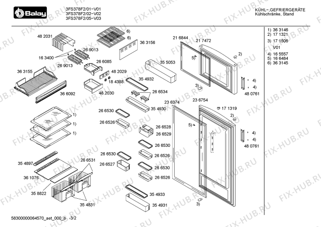 Схема №3 3FS3781SR1 с изображением Дверь для холодильной камеры Bosch 00236754