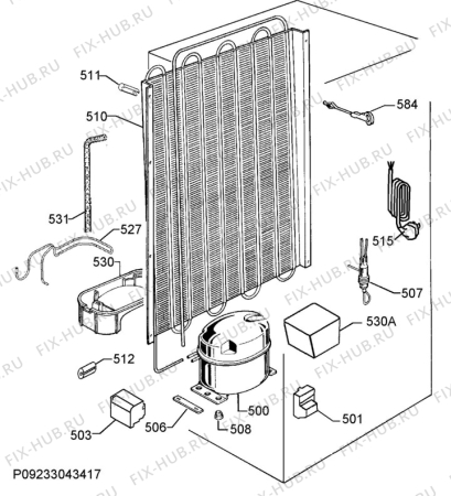 Взрыв-схема холодильника Zanussi ZRA40113WA - Схема узла Cooling system 017