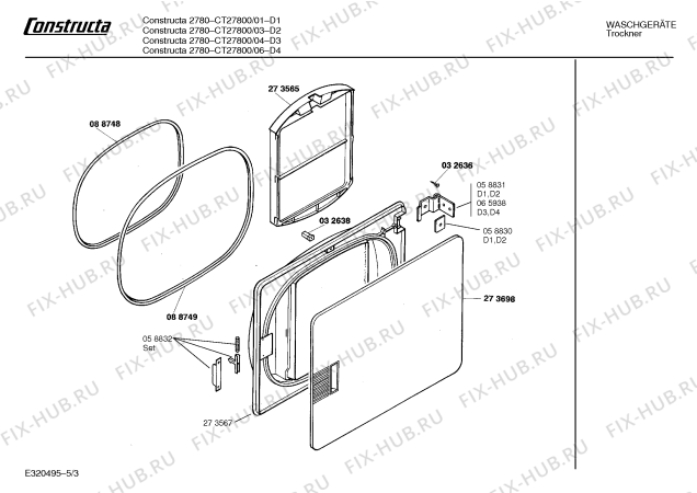 Схема №3 CT27800 2780 с изображением Ручка для сушильной машины Bosch 00092779