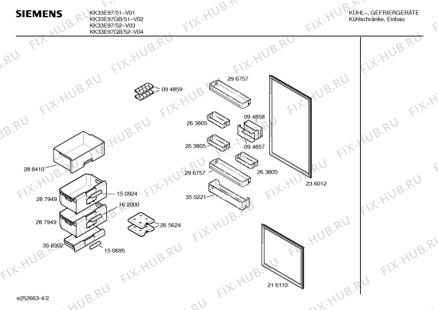 Схема №2 KD33F97 с изображением Ручка двери для холодильной камеры Siemens 00358008