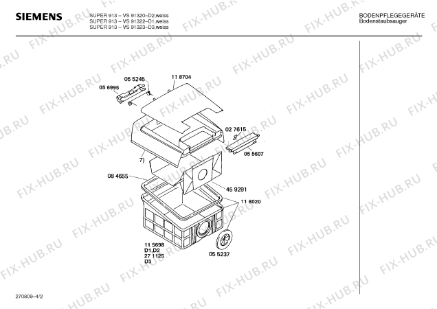 Схема №3 BBS2204FN ALPHA 220 с изображением Модуль для электропылесоса Siemens 00056149