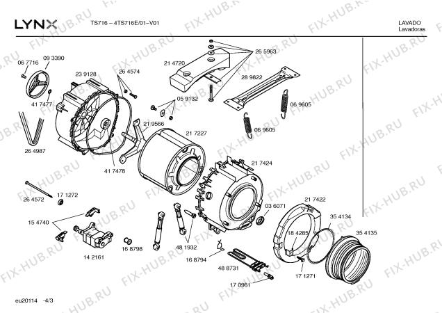 Взрыв-схема стиральной машины Lynx 4TS716E TS716 - Схема узла 03