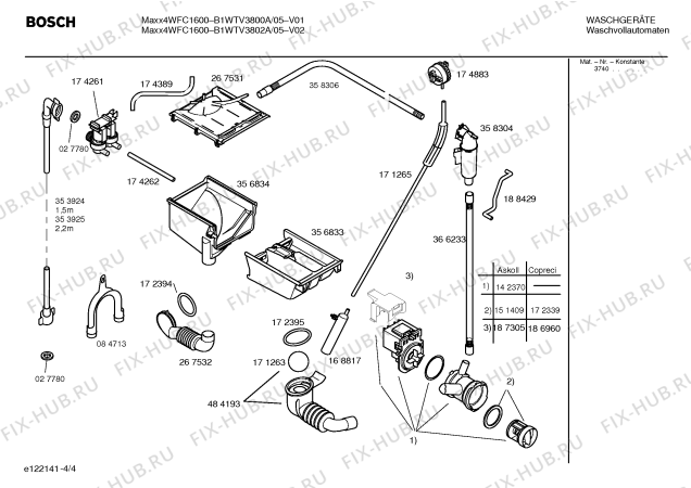 Схема №4 B1WTV3802A Maxx4 WFC1600 с изображением Таблица программ для стиралки Bosch 00581660