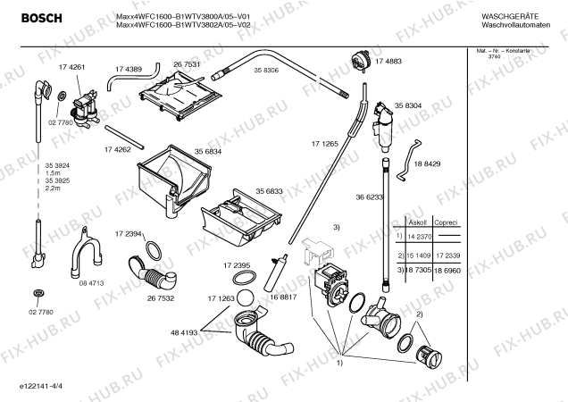 Схема №4 B1WTV3800A Maxx4 WFC1600 с изображением Инструкция по установке и эксплуатации для стиральной машины Bosch 00581656