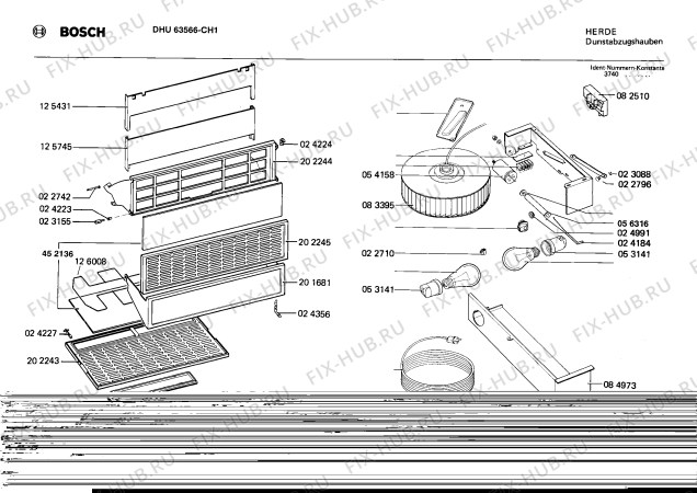 Взрыв-схема вытяжки Bosch DHU63566 - Схема узла 02