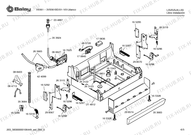 Взрыв-схема посудомоечной машины Balay 3VS561BD VS561 - Схема узла 05