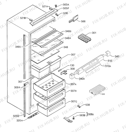 Взрыв-схема холодильника Electrolux ERN29780 - Схема узла Housing 001