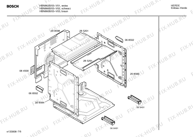 Схема №5 HBN860B с изображением Инструкция по эксплуатации для электропечи Bosch 00522239