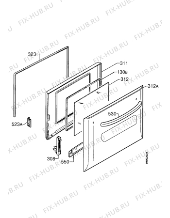 Взрыв-схема плиты (духовки) Zanussi ZBS773X - Схема узла Door 003