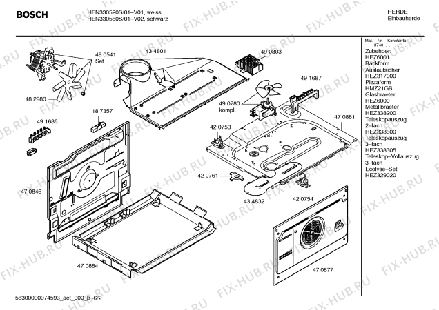 Взрыв-схема плиты (духовки) Bosch HEN330560S - Схема узла 02