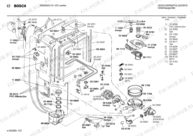 Схема №3 SMI2011GB с изображением Передняя панель для электропосудомоечной машины Bosch 00287208