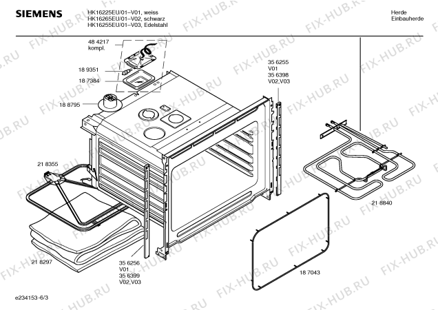 Взрыв-схема плиты (духовки) Siemens HK16255EU - Схема узла 03