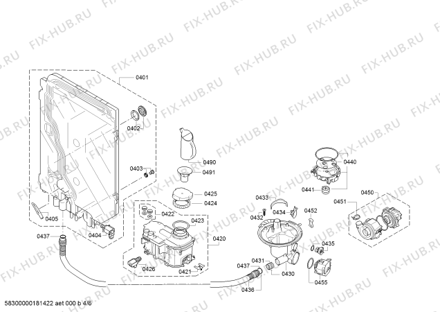 Схема №4 SMU58M32SK, SuperSilence с изображением Передняя панель для посудомойки Bosch 00791009