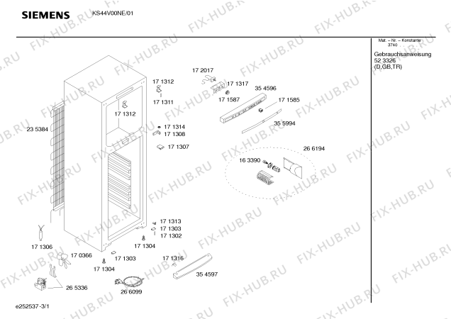 Схема №3 KS44V00NE с изображением Панель для холодильника Siemens 00355994