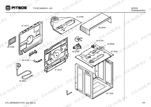 Схема №4 P1HEC38020 Horno pitsos indp.blanco.multif.ec2 с изображением Инструкция по установке/монтажу для духового шкафа Bosch 00595014