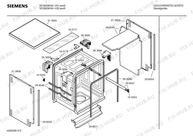 Взрыв-схема посудомоечной машины Siemens SE28290 - Схема узла 03