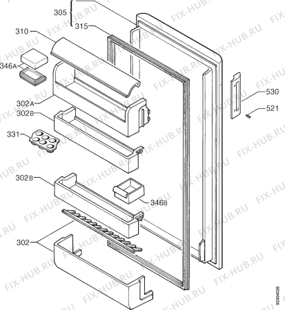 Взрыв-схема холодильника Zanussi ZFC282R - Схема узла Door 003