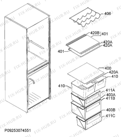Взрыв-схема холодильника Aeg RCB53427TW - Схема узла Internal parts