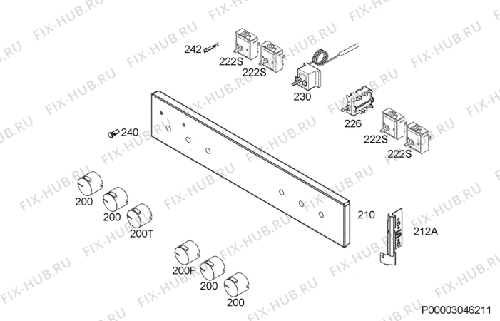 Взрыв-схема плиты (духовки) Aeg Electrolux E30002-5-W - Схема узла Command panel 037