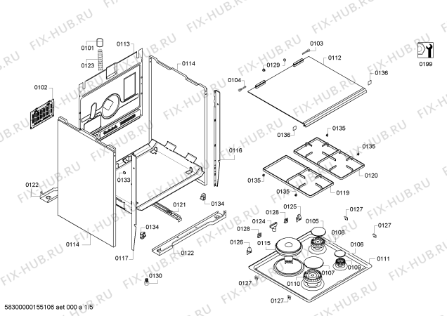 Схема №3 PACB521020 с изображением Кабель для плиты (духовки) Bosch 00653276