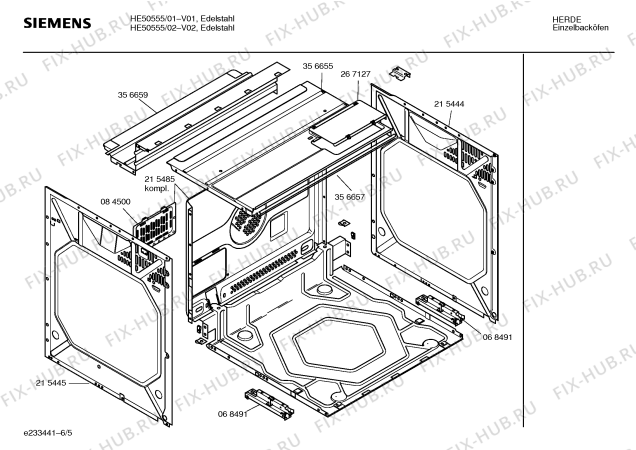 Взрыв-схема плиты (духовки) Siemens HE50555 - Схема узла 05
