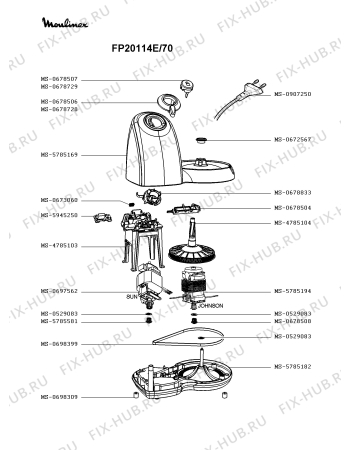 Схема №1 FP20314E/70 с изображением Корпусная деталь для электрокомбайна Moulinex MS-0678833