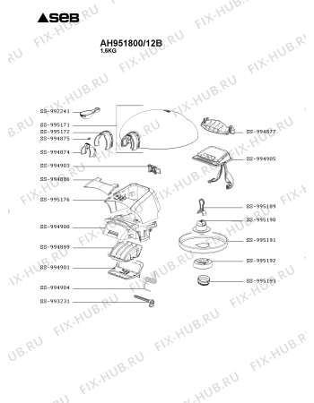 Схема №2 AH951817/12A с изображением Крышка для тостера (фритюрницы) Tefal SS-995171