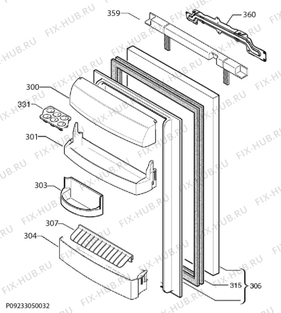 Взрыв-схема холодильника Neue BUFRI2W - Схема узла Door