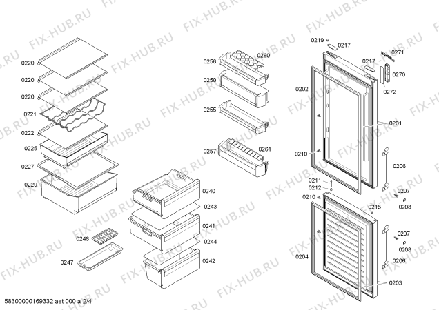 Взрыв-схема холодильника Bosch KGN39XW30 - Схема узла 02