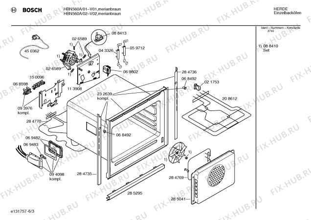 Взрыв-схема плиты (духовки) Bosch HBN560A - Схема узла 03