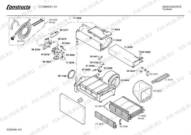 Схема №5 CT28010 CT2801 с изображением Уплотнитель двери для электросушки Siemens 00088821