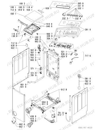 Схема №2 WATE 9573/3 с изображением Обшивка для стиралки Whirlpool 481245215495